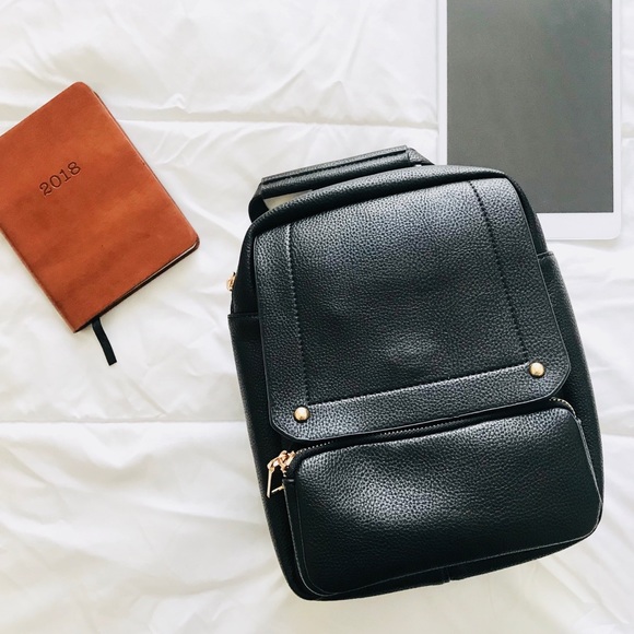 Vegan Leather Mini Backpack - Black - Picture 2 of 6